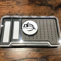 Adamsbuilt Fly Fish Food Logo Fly Box, Clear Single Sided With 2 Magnetic Compartments- Large Fly Boxes