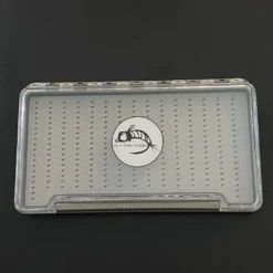 Adamsbuilt FLY FISH FOOD LOGO FLY BOX, CLEAR SINGLE SIDED - X-LARGE WITH EASY GRIP FOAM