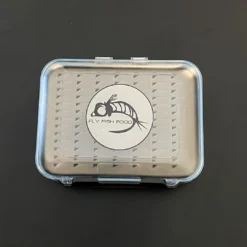 Adamsbuilt FLY FISH FOOD LOGO FLY BOX, CLEAR DOUBLE SIDED - MED, NYMPH FOAM