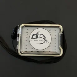 Adamsbuilt FLY FISH FOOD LOGO FLY BOX, CLEAR SINGLE SIDED - SMALL W/ LANYARD, EASY GRIP FOAM Fly Boxes