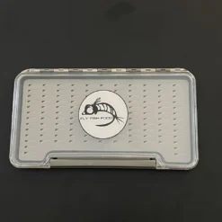 Adamsbuilt FLY FISH FOOD LOGO FLY BOX, CLEAR SINGLE SIDED - LARGE WITH EASY GRIP FOAM Fly Boxes