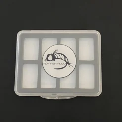 Adamsbuilt Fly Boxes FLY FISH FOOD LOGO FLY BOX, SUPER SLIM - 8 MAGNETIC COMPARTMENTS - SMALL