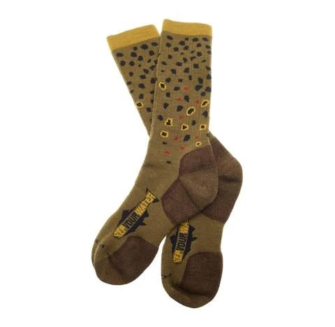 Rep Your Water Clothing & Logo Gear RepYourWater Trout Socks - Brown Trout Edition 3 Rep Your Water Clothing & Logo Gear RepYourWater Trout Socks - Brown Trout Edition