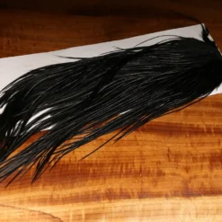 Hareline Dyed Over White Saddle Patch - Black Hackle