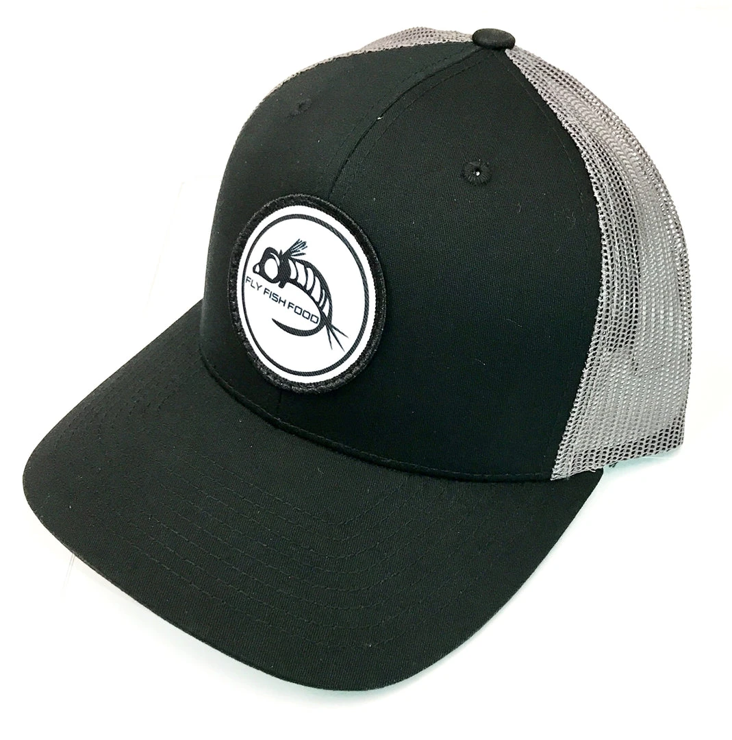 Captuer Hats Fly Fish Food Logo Hat - Black & Grey 3 Captuer Hats Fly Fish Food Logo Hat - Black & Grey