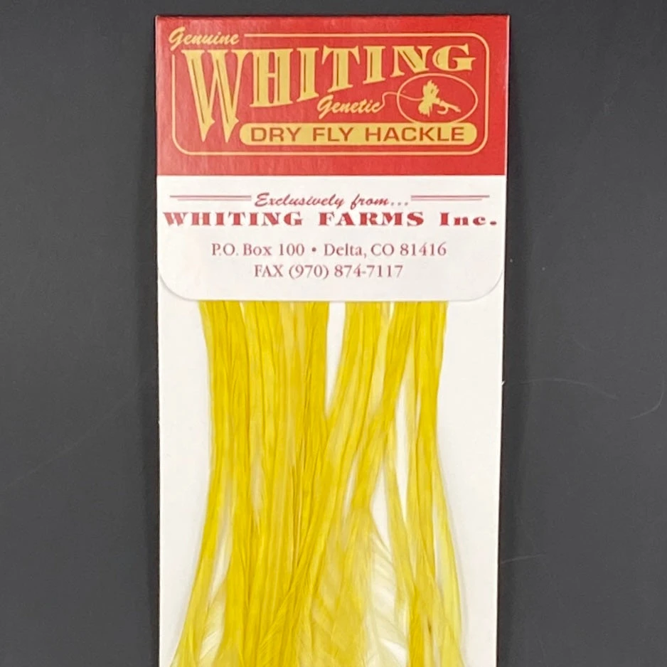 Whiting 100 Pack Dry Fly Hackle - White Dyed Pale Morning Dun - 10 3 Whiting 100 Pack Dry Fly Hackle - White Dyed Pale Morning Dun - 10