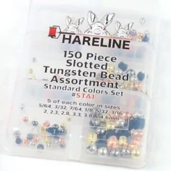 Hareline 150 Piece Slotted Tungsten Bead Assortment Beads