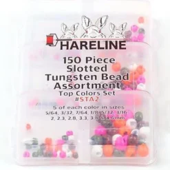 Hareline 150 Piece Slotted Tungsten Bead Assortment Beads