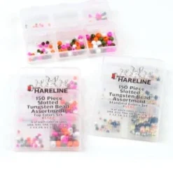 Hareline 150 Piece Slotted Tungsten Bead Assortment Beads