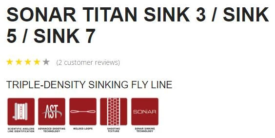 Scientific Anglers Sonar Titan Sink 3/Sink 5/Sink 7 Fly Line 5 Scientific Anglers Sonar Titan Sink 3/Sink 5/Sink 7 Fly Line